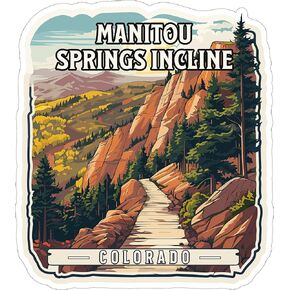 Manitou Springs Incline Colorado Sticker 4 Inch - Waterproof Vinyl Decal for Laptop Water Bottle Car Tumbler - Durable Aesthetic Long-Lasting Stickers for Adults ID44990