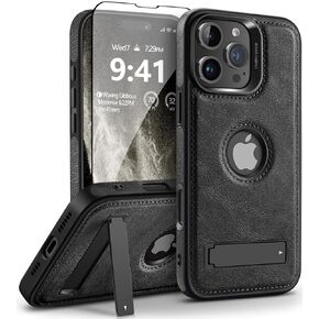 for iPhone 16 Pro Max Case Leather,[Compatible with MagSafe], Slim Adjustable Kickstand，Strong Magnetic Phone Case for iPhone 16 Pro Max (2024) 6.9" (Brown)