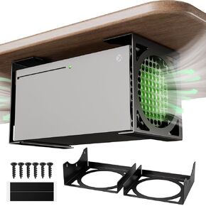 yingsi-fty أسفل المكتب لسلسلة Xbox Series X ، تدفق الهواء غير المؤلف لـ Xbox Desk Mount ، توفير المساحة لأجهزة Xbox أسفل المكتبي ، Mount Stealth for XSX مع السيليكون المضاد للخلع (أسود داكن)