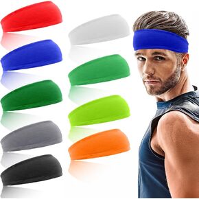 9 Pack Headbands for Men,Football Headband,Sweat Headband Men,Sports Headband,Workout Headbands for Women