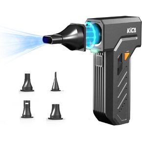 KiCA Jet Fan Ultra Electric Air Duster with Light, 109MPH Wind Speed, 185g Max Thrust (Black)
