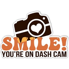 Smile You are On Dash Cam Sticker Funny Warning Sign Car Decals Bumper Stickers for Adults, Vinyl Waterproof Stickers for Car, Truck, Van, Windowns, Skateboard, Gifts Ideas for Friends (2inches)