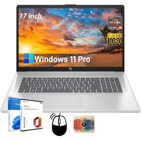 HP 17 inch Business Laptop Computer - Office Lifetime, 17.3" FHD+ Display, AMD Ryzen 5 7430U, AMD Radeon Graphics, Windows 11 Pro, Wi-Fi6 (64GB RAM | 2TB SSD)