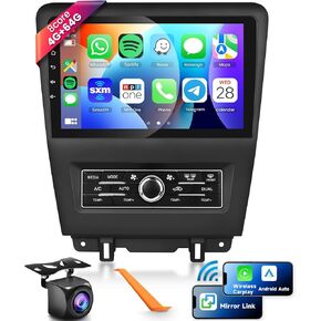 8 CORE 4G+64G Car Radio Stereo for Ford Mustang 2010-2014 with Wireless CarPlay/Android Auto, 10.1 Inch 1280 * 720P IPS Touch Screen Android 13 GPS WiFi Bluetooth 32-Band DSP HD Backup Camera