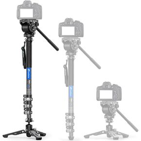 Leofoto Carbon Fiber Video Camera Monopod Tripod Stand with 360° Fluid Video Head