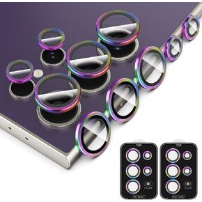 Simpeak 2Pack Camera Lens Protector Compatible with Samsung Galaxy S24 Ultra 5G 6.8" 2024, Individual 9H Tempered Glass Camera Metal Case for S24 Ultra 6.8" [Installation Tray],Colorful