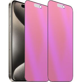 2 Pack Matte Anti-Blue Privacy Tempered Glass for iPhone 15 Pro Anti-glare Anti-Spy Screen Protector Anti- Peeping Film Electroplated Colorful 6.1 inch