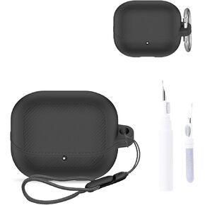 for TOZO Crystal Pods Case Cover, Earphone Protective Cover(with Carabiner + Lanyard + Cleaning Pen) Drop-Proof,Shock-Proof,Dust-Proof,Protective Case for TOZO Crystal Pods(Black)