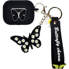 Case for Airpods Pro 2nd Generation Cover, Cute Butterfly Gifts Women Girls Soft Silicone Skin Cover Protective Case with Fun Wrist Keychain for Apple Airpods Pro 2 Case 2022 (Blue)