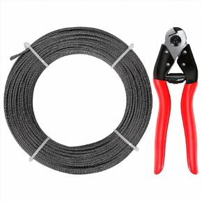 1000FT Black T316 Stainless Steel Cable with Cutter, 1/8" 7x7 Strands Wire Rope for Deck Railing System Kit, String Lights, Stair Handrail, High Strength for Indoor and Outdoor Use