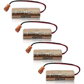 〖4 Pack〗3V 2600mAh CR8-LHC Replacement Lithium Battery for Fuji fdk cr8-lhc PLC Controller Backup Battery with Brown Plug