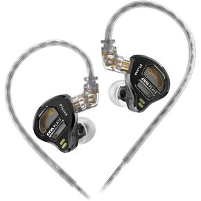 Fedai CCA PLA13 HIFI مراقبة الأذن في أذن ، سائق مستوي 13.2 مم في سماعات أذن أذن IEM مع كابل مزدوج الفضة عالي النقاط قابلة للفصل 0.75 مم 2PIN لموسيقي الصوت (أسود لا ميكروفون)