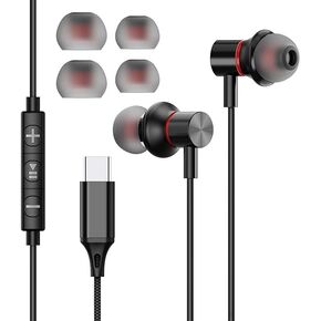 USB Type C Headphones Stereo in-Ear Earbud， Hi-Fi Digital DAC with Mic&Volume Control, Compatible with Samsung Galaxy S22/S21/S20/NOTE20, iPad Pro 2021 2020,mini6/air4,oneplus