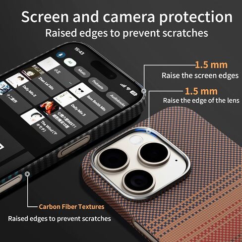 حقيبة ألياف Aramid الحقيقية لـ iPhone 15 Pro [6.1 بوصة] متوافقة مع Magsafe ، نسج ألياف Aramid 600d ، علبة رقيقة وخفيفة مع شعور لا بأس به ، تصميم قوام ألياف الكربون Kevlar (Sunset) in Saudi Arabia