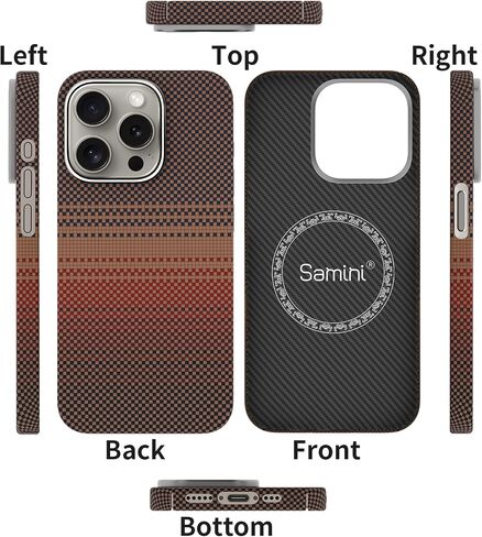 حقيبة ألياف Aramid الحقيقية لـ iPhone 15 Pro [6.1 بوصة] متوافقة مع Magsafe ، نسج ألياف Aramid 600d ، علبة رقيقة وخفيفة مع شعور لا بأس به ، تصميم قوام ألياف الكربون Kevlar (Sunset) in Saudi Arabia