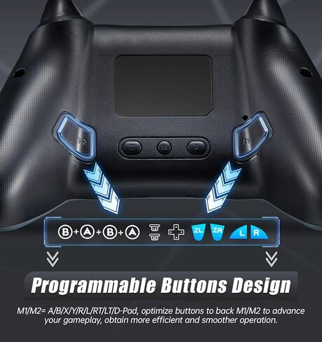 وحدة تحكم التبديل BINBOKPLAY، وحدة تحكم لاسلكية Switch Pro للتبديل/Switch Lite/Switch OLED، لوحة ألعاب لاسلكية عن بعد LED قابلة للتعديل RGB مع تحكم فريد في الكراك/الحركة/Turbo/ALPS عصا التحكم (رمادي) in Kuwait