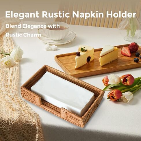 Rattan Napkin Holder for Table, Guest Towel Holder Tray for Bathroom, Napkin Holder Tray Wicker Napkin Holder For Restaurant, Hand Woven Basket Rattan Kitchen Decor for Cafe Napkin Holder for Table in Saudi Arabia