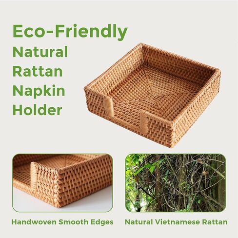 Rattan Napkin Holder for Table, Guest Towel Holder Tray for Bathroom, Napkin Holder Tray Wicker Napkin Holder For Restaurant, Hand Woven Basket Rattan Kitchen Decor for Cafe Napkin Holder for Table in Saudi Arabia