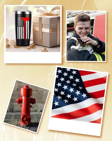 Thin Red Line Firefighter Gifts for Men, Fireman, Fire Fighter Department Team Essentials Coffee Mug Cup - 20oz Insulated Stainless Steel Tumbler, Black in Kuwait