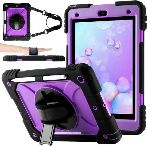 Case for iPad 9th/8th/7th Gen Case 10.2" - Shockproof, 360° Rotating Stand, Hand & Shoulder Strap, Pencil Holder (Colorful Purple) in Saudi Arabia