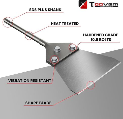 2 Pcs SDS Plus Floor Scraper Replacement Blades, TOOVEM 4 Inch Wide Tile Thinset & Adhesives Removal Blades with Bolts, Nuts, and Washers for 4" x 10" SDS Plus Floor Scrapers in Kuwait