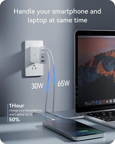 100 واط USB C شاحن كتلة شحن سريع GaN PD3.0 QC3.0/2.0 نوع C محول طاقة متعدد المنافذ - 4 منافذ USBC للكمبيوتر المحمول الذكي - متوافق مع MacBook Pro Air iPhone 14/13/12 Pro Max iPad Samsung in Kuwait