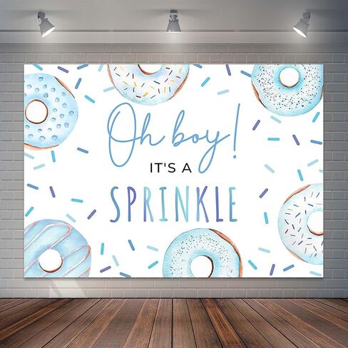 Donut Sprinkle Baby Shower Backdrop for Boy Blue Confetti Sprinkle Photography Background Oh Boy Donut Baby Shower Cake Dessert Table Decorations Photo Booth Props (7x5ft) in Kuwait