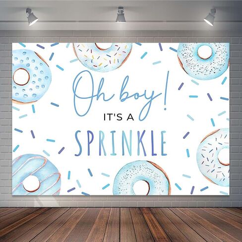 Donut Sprinkle Baby Shower Backdrop for Boy Blue Confetti Sprinkle Photography Background Oh Boy Donut Baby Shower Cake Dessert Table Decorations Photo Booth Props (7x5ft) in Kuwait