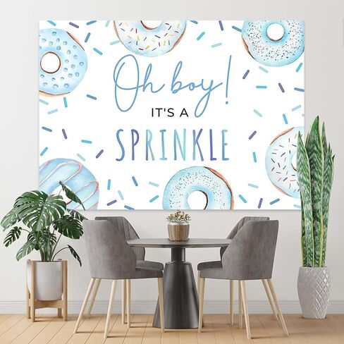 Donut Sprinkle Baby Shower Backdrop for Boy Blue Confetti Sprinkle Photography Background Oh Boy Donut Baby Shower Cake Dessert Table Decorations Photo Booth Props (7x5ft) in Kuwait