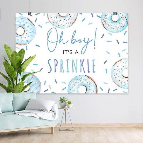 Donut Sprinkle Baby Shower Backdrop for Boy Blue Confetti Sprinkle Photography Background Oh Boy Donut Baby Shower Cake Dessert Table Decorations Photo Booth Props (7x5ft) in Kuwait