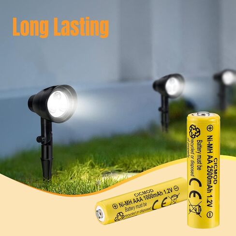 CICMOD Solar Rechargeable AA AAA Batteries, 8 Pack 2500mah AA & 8 Pack 1000mAh AAA 1.2V NiMH Battery for Solar Lights - Pack of 16 in Saudi Arabia