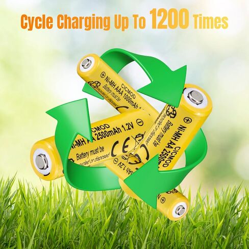 CICMOD Solar Rechargeable AA AAA Batteries, 8 Pack 2500mah AA & 8 Pack 1000mAh AAA 1.2V NiMH Battery for Solar Lights - Pack of 16 in Saudi Arabia