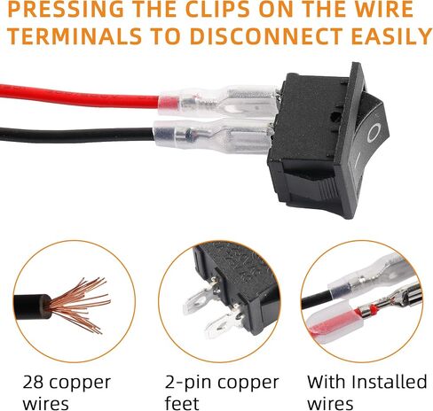 10pack On Off Switch,KCD1 Rocker Switch 2 Pin Mini Pre-Wired Red Latching Rectangle Toggle SPST Snap for Boat in Kuwait