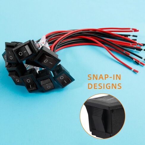 10pack On Off Switch,KCD1 Rocker Switch 2 Pin Mini Pre-Wired Red Latching Rectangle Toggle SPST Snap for Boat in Kuwait