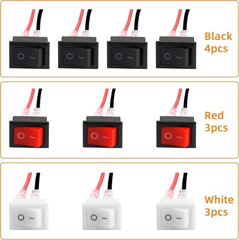 10pack On Off Switch,KCD1 Rocker Switch 2 Pin Mini Pre-Wired Red Latching Rectangle Toggle SPST Snap for Boat in Kuwait