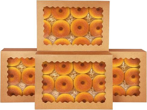 qiqee Auto-pop Up Pink Cookie Box with Window 14x10x2.5 Inch 24Pcs Bakery Pastry Macaron Bakery Box For Packaging in Kuwait