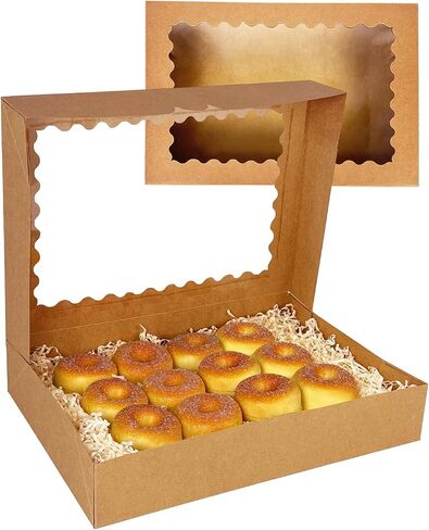 qiqee Auto-pop Up Pink Cookie Box with Window 14x10x2.5 Inch 24Pcs Bakery Pastry Macaron Bakery Box For Packaging in Kuwait