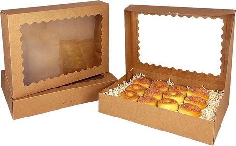 qiqee Auto-pop Up Pink Cookie Box with Window 14x10x2.5 Inch 24Pcs Bakery Pastry Macaron Bakery Box For Packaging in Kuwait