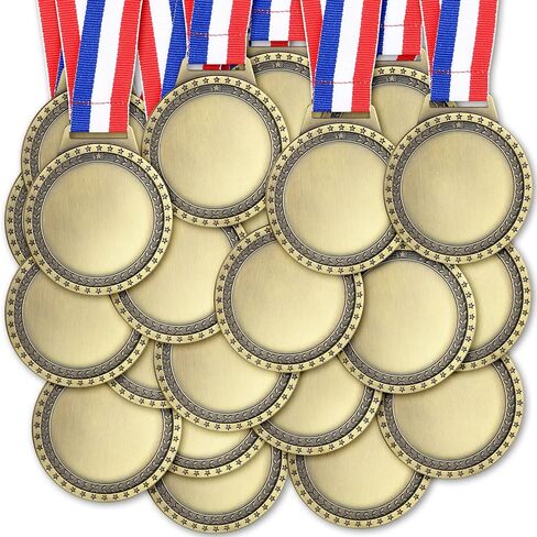 Sasylvia 60 Pcs Blank Award Medals with Neck Ribbons Create Your Own Medals Kit Cheer Medals Winner Medals Participation Trophy Metal Gifts for Soccer Football Party Game in Kuwait