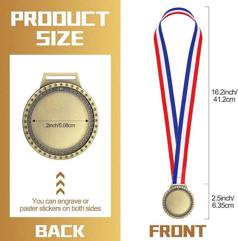 Sasylvia 60 Pcs Blank Award Medals with Neck Ribbons Create Your Own Medals Kit Cheer Medals Winner Medals Participation Trophy Metal Gifts for Soccer Football Party Game in Kuwait