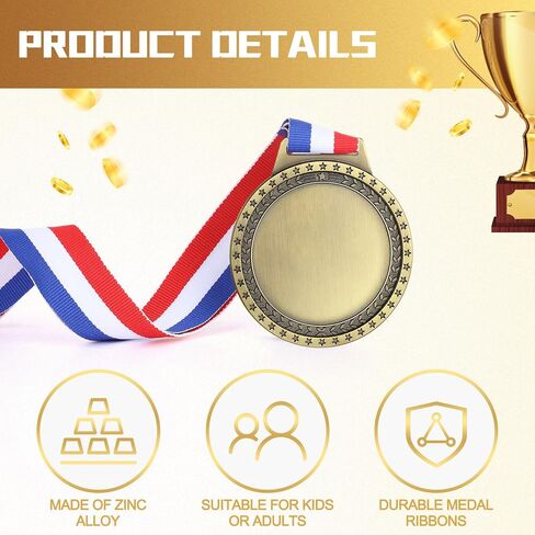 Sasylvia 60 Pcs Blank Award Medals with Neck Ribbons Create Your Own Medals Kit Cheer Medals Winner Medals Participation Trophy Metal Gifts for Soccer Football Party Game in Kuwait