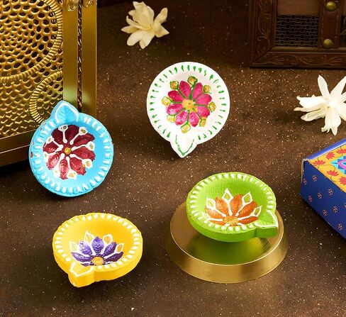 IndoTribe 12Pc Diwali Diyas for Decoration Diwali Decorations for Home Diwali Lights Diwali Decor Diwali Diya Diwali Candle Diwali Gifts for Friends Clay Diya for Diwali Tea Lights Diwali Diya in Saudi Arabia