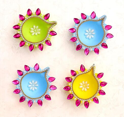 IndoTribe 12 قطعة ديوالي دياس للديكور ديكورات ديوالي للمنزل ديوالي أضواء ديوالي ديكور ديوالي ديا ديوالي شمعة ديوالي هدايا للأصدقاء الطين ديا لأضواء الشاي ديوالي ديوالي ديا in Kuwait