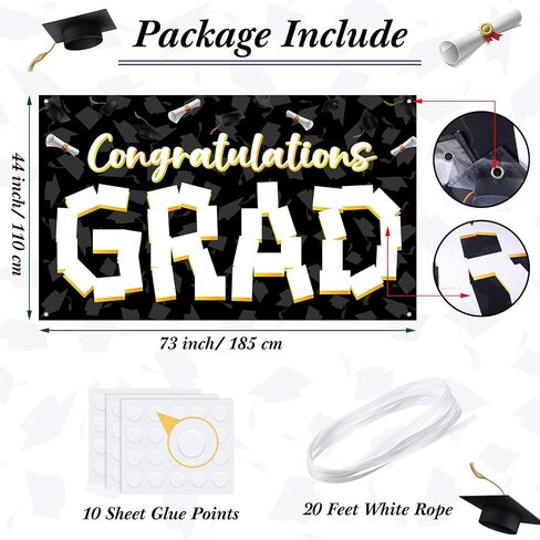 Newwiee Graduation Photo Banner 73 x 44 Inch Grad Personalized Banner Congratulations Grad Decorations Class of 2025 DIY Graduate Picture Backdrop Sign for School Graduation Party Supplies(Black) in Saudi Arabia