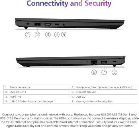 Lenovo V15 Gen 2 15.6" FHD Portable Business Laptop, Intel N4500, 16GB RAM, 1TB SSD, HDMI, Wi-Fi, Webcam, Windows 11 Pro, Black in Saudi Arabia