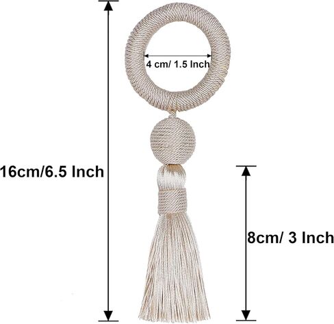 Napkin Rings Set of 6, Wooden Napkin Rings with Tassel, Rustic Wooden Napkin Ring Holder for Table Decoration (Pink, 6P) in Kuwait