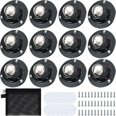 25 Pack Self Adhesive Caster Wheels for Furniture with Storage Bag, Load Capacity 28LBS Per Wheel, Stainless Steel 0.8" Low Profile Swivel 360° Rotating Adhesive Caster Wheels for Furniture Legs in Kuwait