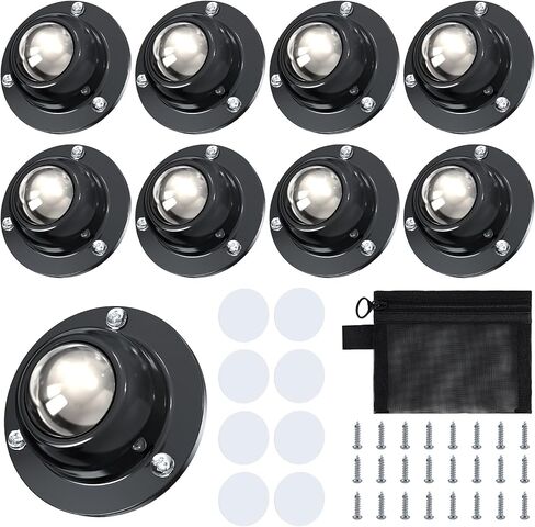 25 Pack Self Adhesive Caster Wheels for Furniture with Storage Bag, Load Capacity 28LBS Per Wheel, Stainless Steel 0.8" Low Profile Swivel 360° Rotating Adhesive Caster Wheels for Furniture Legs in Kuwait