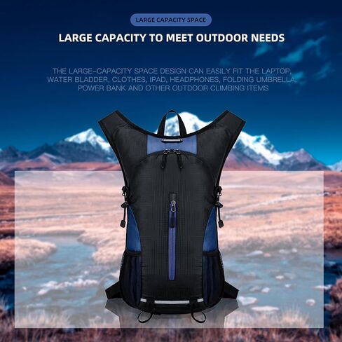 25L Ultralight Lightweight Waterproof HikingBackpack Foldable Travel Camping Hiking Outdoor Sports Backpack Daypack with reflective strips(black) in Saudi Arabia