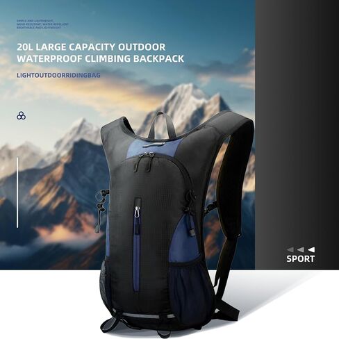 25L Ultralight Lightweight Waterproof HikingBackpack Foldable Travel Camping Hiking Outdoor Sports Backpack Daypack with reflective strips(black) in Saudi Arabia